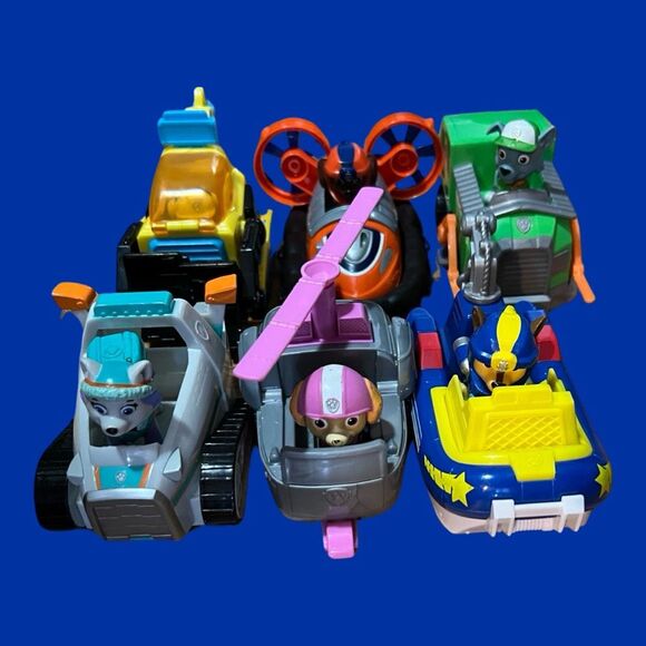 Lot of 6 Paw Patrol Figures & Cars Everest Rubble Chase Skye Zuma Rocky #15 - Picture 1 of 9